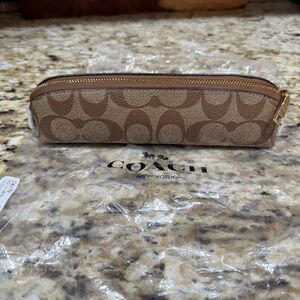 Coach Tan Signature Pencil Pouch
